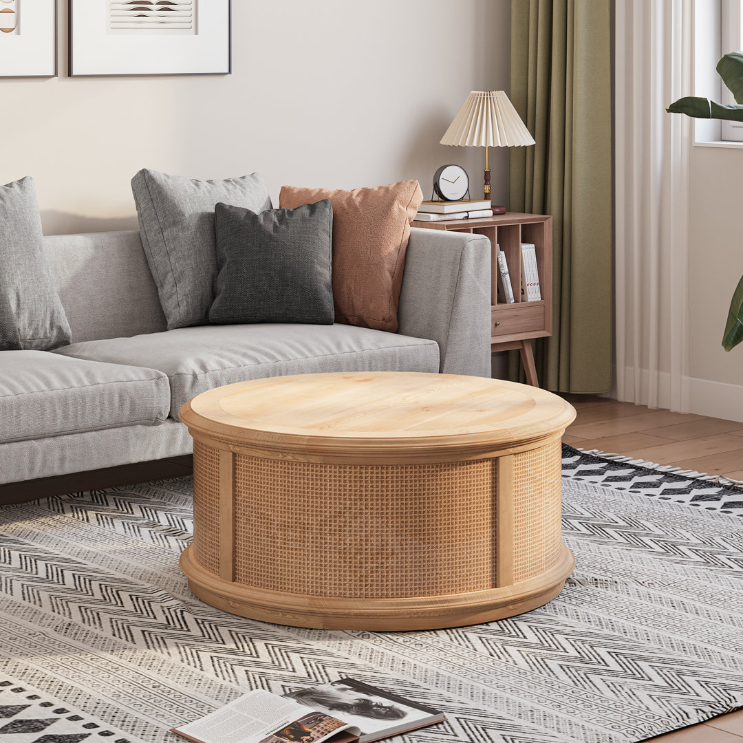 Britnie Round Rattan Drum Lift Top Coffee Table